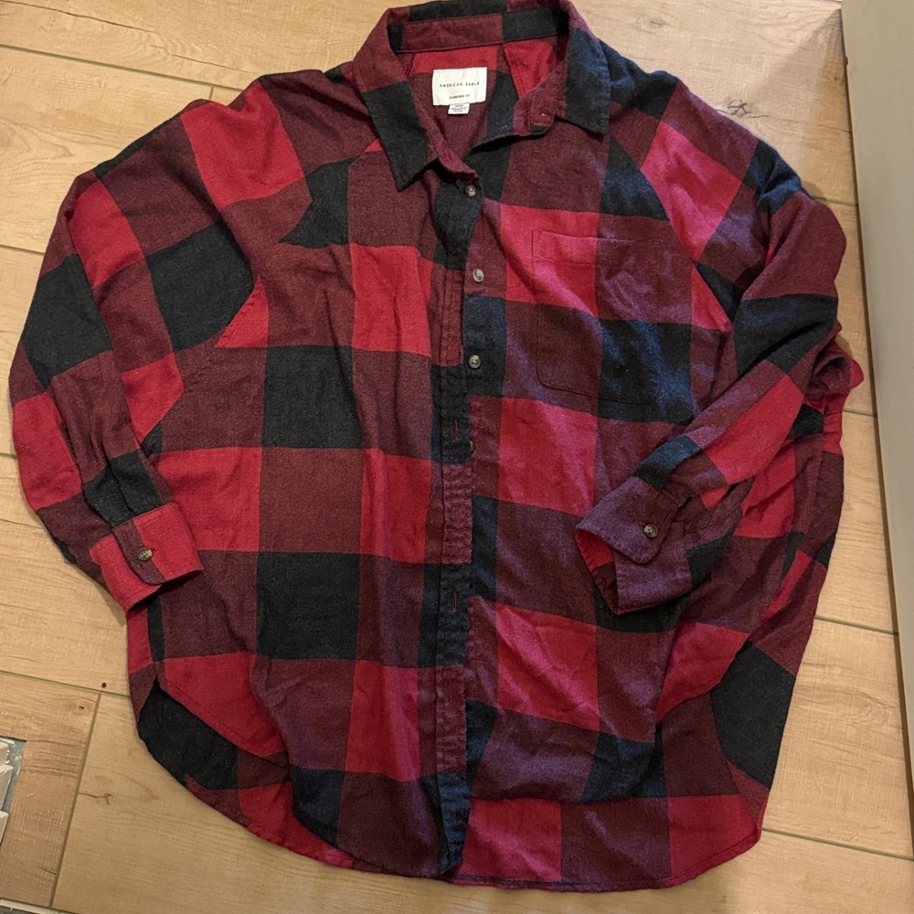 American Eagle Red and Black Checkered Flannel